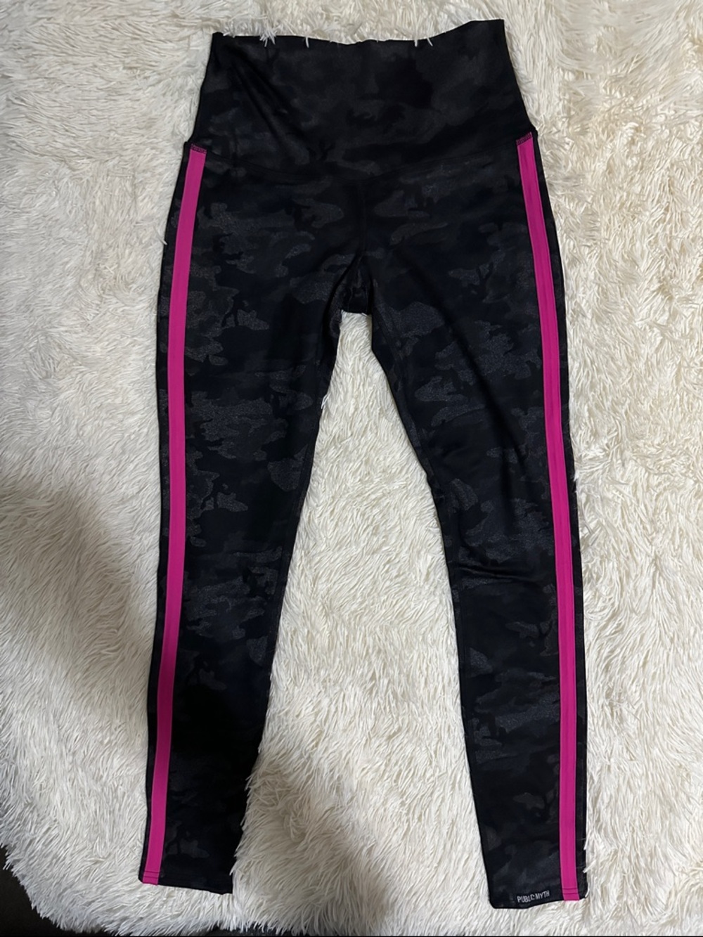 NWOT - Black Camo Leggings with Pink and White Side Stripes